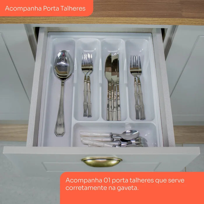 Balcão 2 Portas 3 Gavetas 120cm Branco