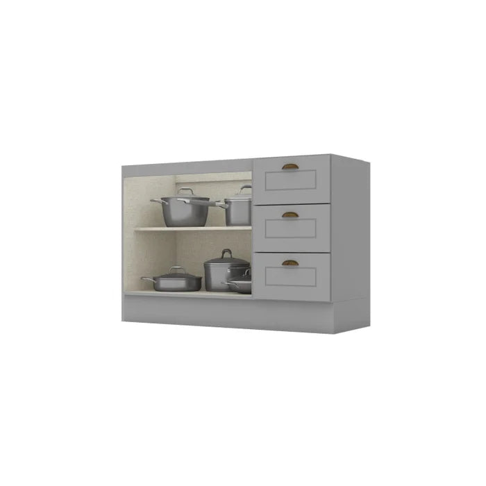 Balcão 2 Portas 3 Gavetas 120cm Branco