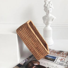 Cesto Organizador de Palha Rattan Feito à Mão para Decoração Natural