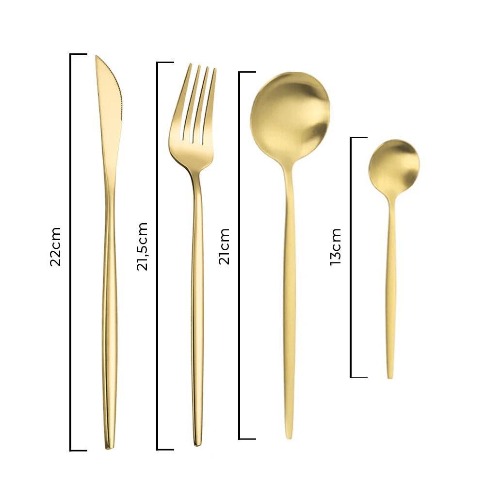 Conjunto de Talheres de Aço Luxo Inoxidável 24 Peças