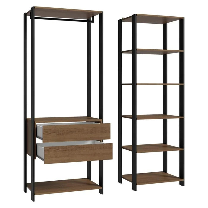 Guarda-roupa Closet Modulado Valencia 2 Gavetas 129cm Rustic