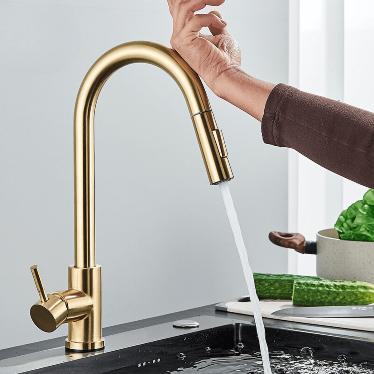 Torneira Gourmet Para Cozinha Com Sensor Touch Inteligente Extensível Gourmet Bancada